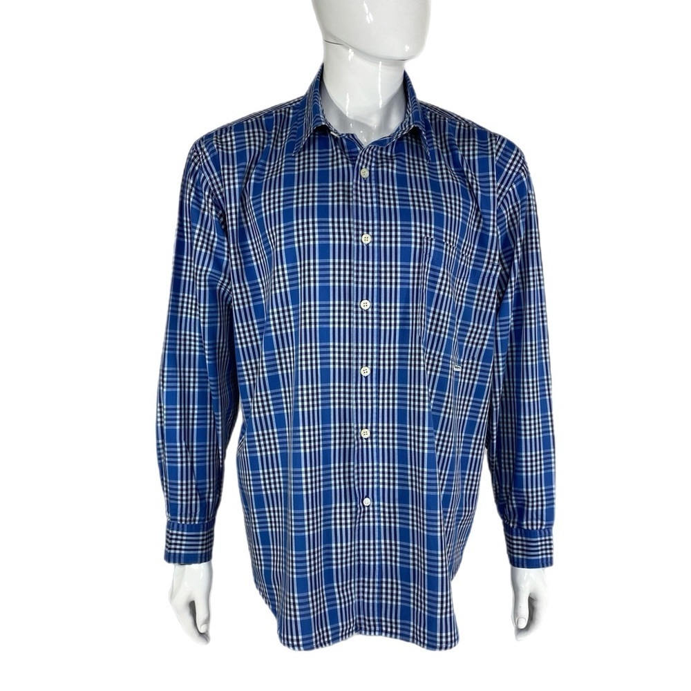 Pepe Jeans London Men’s 90’s Vintage Blue Plaid Long Sleeve Button Down
